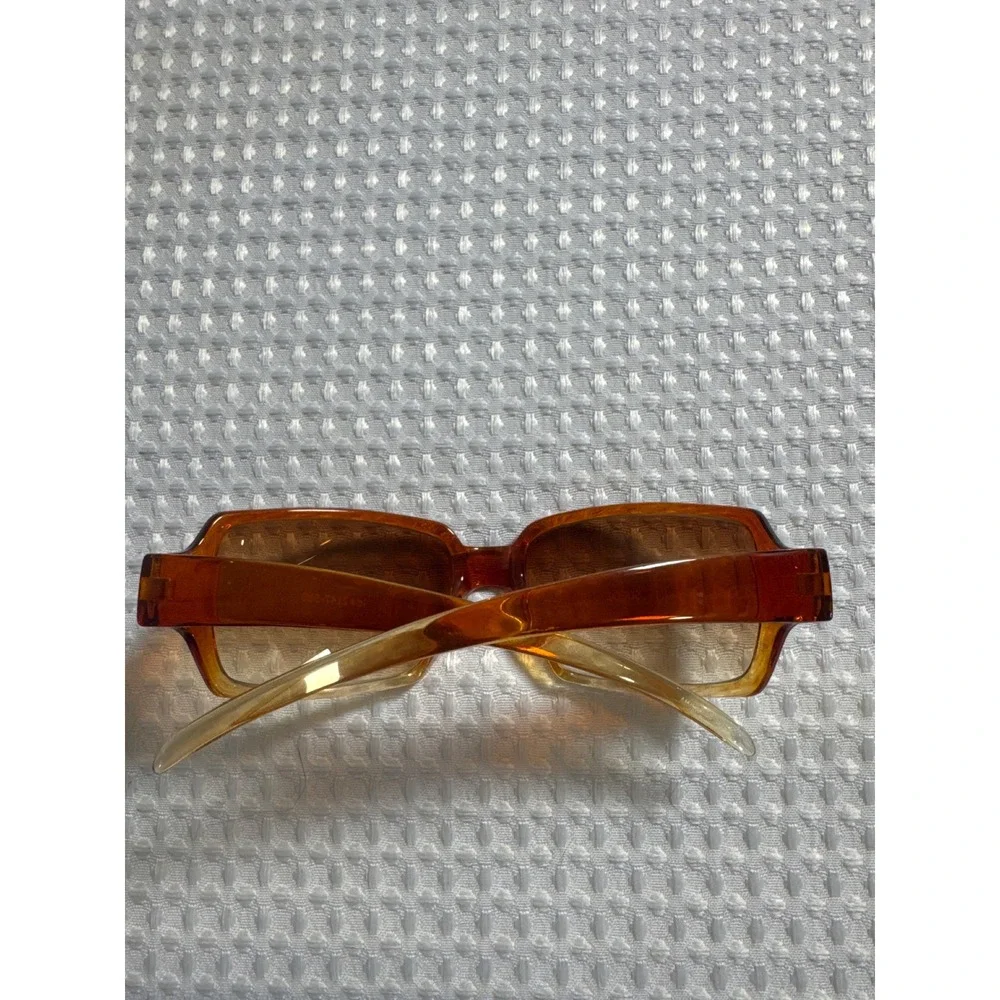 Suede Sunglasses Women OS id#2147-58B Amber 70s Retro Square Gradient Brown
